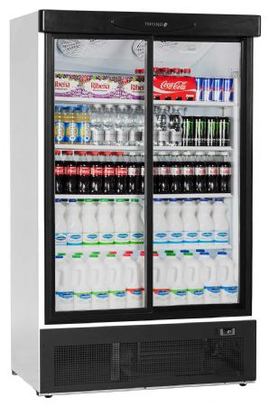 Refroidisseur de présentation 2 portes vitrées coulissantes Blanche positive - Tefcold - FS1202S