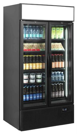 Vitrine réfrigérée noire 2 portes vitrées positive - Tefcold - FSC1000H BLACK