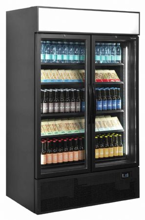 Vitrine réfrigérée noire 2 portes vitrées positive - Tefcold - FSC1200H BLACK