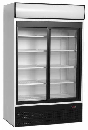 Refroidisseur de présentation 2 portes vitrées coulissantes Blanche positive - Tefcold - FSC1200S