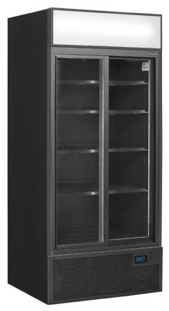 Vitrine murale de supermarché réfrigérée noire 2 portes vitrées coulissantes - Tefcold - FSC891S Black