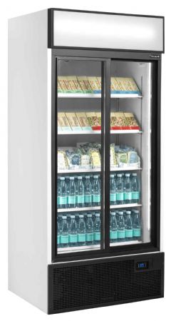 Refroidisseur de présentation Blanche 2 portes vitrées coulissantes positive - Tefcold - FSC891S