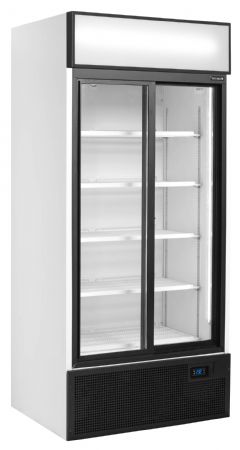 Refroidisseur de présentation Blanche 2 portes vitrées coulissantes positive - Tefcold - FSC891S