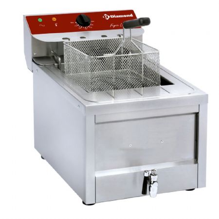Friteuse A poser petite capacité électrique 12 litres cuve inox et vidange par robinet - Diamond Promo - FSM-12ET/N