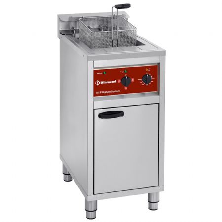 Friteuse professionnelle sur coffre électrique système de filtration, 1 cuve 16 litres - Diamond Promo - FSM-16E/FL