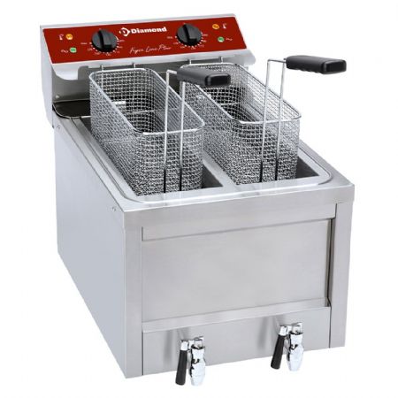 Friteuse A poser petite capacité électrique 2 x 8 L avec 9 kW - Diamond Promo - FSM-2V5ET/S