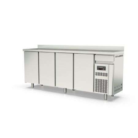 Table desserte réfrigérée positive 4 portes pleines avec tiroir neutre et dosseret 684 L - Coreco - FSR-250-S