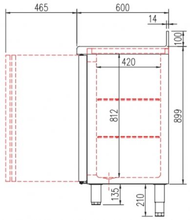 Arrière bar inox positif avec 2 portes vitrées battantes - 1495x600x1040 mm
