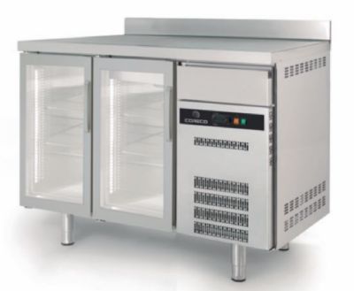 Arrire bar inox positif avec 2 portes vitres battantes - 1495x600x1040 mm