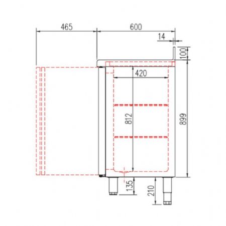 Table desserte réfrigérée positive 3 portes vitrées avec tiroir neutre et dosseret 504 L - Coreco - FSRV-200-S