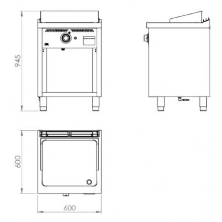 Plaque à snacker pro profondeur 600 Gaz sur meuble 12 kW - Hr Fainca - FT6006E