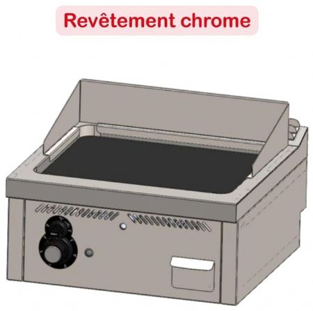 Plaque à snacker de table professionnelle à gaz chromée 8,1 kW - 600x600x410 mm