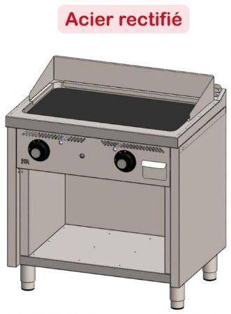 Plaque à snacker professionnelle sur placard ouvert à gaz en acier rectifié 12,5 kW - 800x600x945 mm