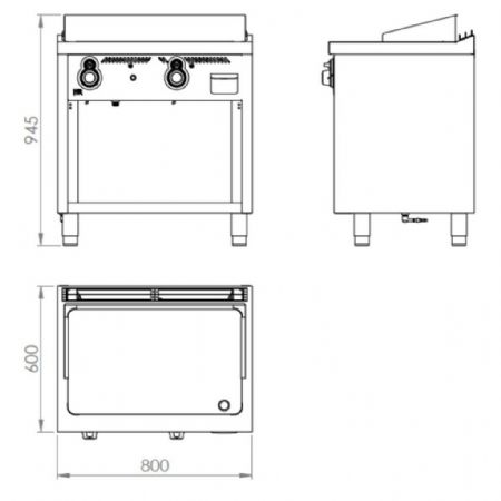 Plaque à snacker pro profondeur 600 Gaz sur meuble 18 kW - Hr Fainca - FT6008ECR