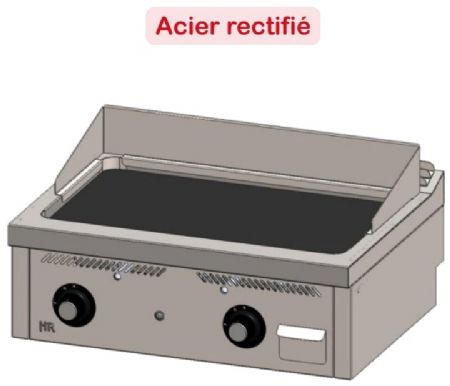 Plaque à snacker de table professionnelle à gaz en acier rectifié 12,5 kW - 800x600x410 mm