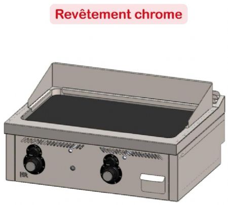 Plaque à snacker de table professionnelle à gaz chromée 12,5 kW - 800x600x410 mm