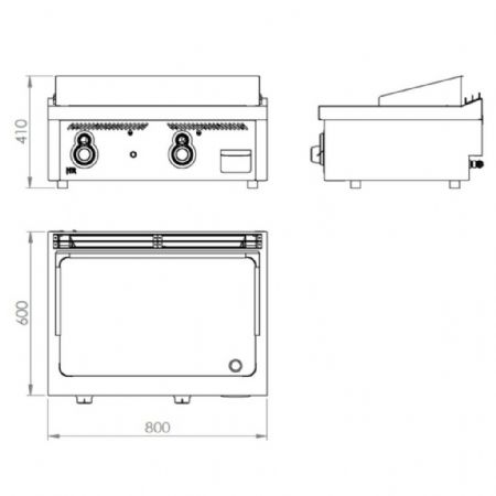 Plaque à snacker pro profondeur 600 Gaz à poser surface lisse 18 kW - Hr Fainca - FT6008SCR