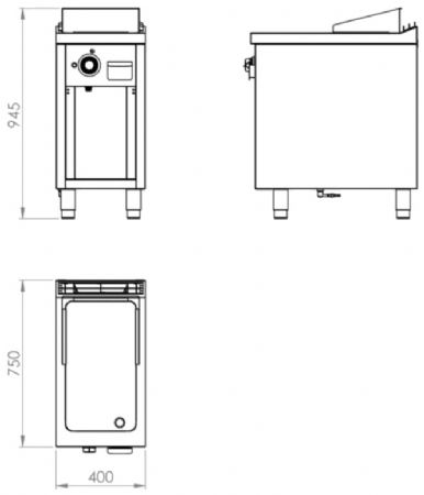Plaque à snacker professionnelle à gaz sur placard ouvert en acier rectifié 5,5 kW - 400x750x945 mm