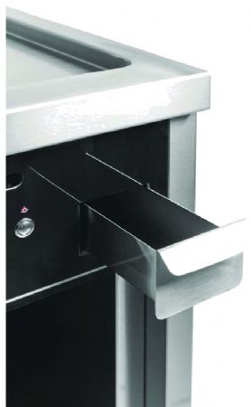 Plaque à snacker professionnelle à gaz sur placard ouvert chromée 10 kW - 600x750x945 mm