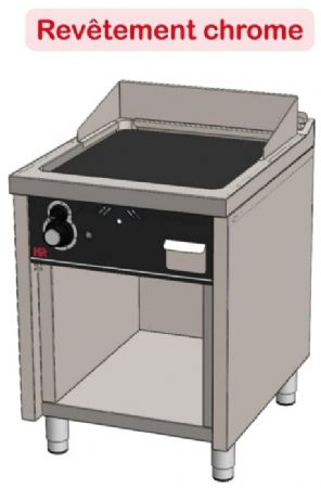Plaque à snacker professionnelle à gaz sur placard ouvert chromée 10 kW - 600x750x945 mm
