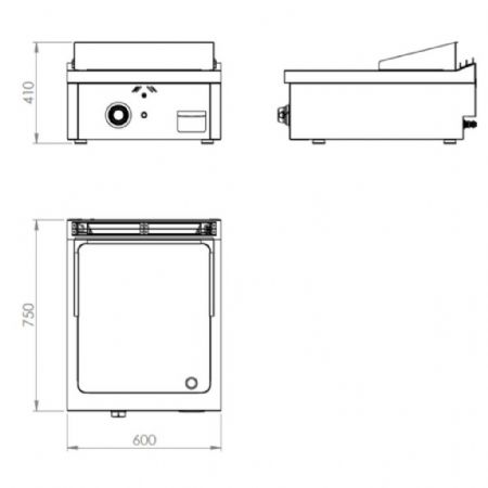 Plaque à snacker pro profondeur 750 Gaz à poser surface lisse 16 kW - Hr Fainca - FT7506S
