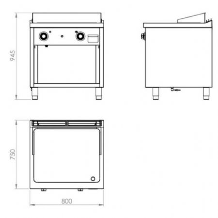 Plaque à snacker pro profondeur 750 Gaz 24 kW - Hr Fainca - FT7508E