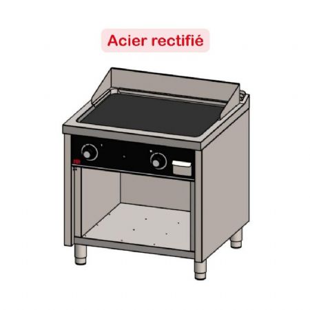 Plaque à snacker professionnelle à gaz sur placard ouvert en acier rectifié 15,5 kW - 800x750x945 mm