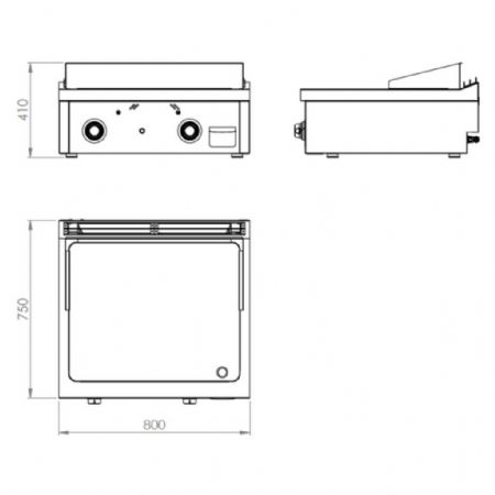 Plaque à snacker pro profondeur 750 Gaz à poser surface lisse 24 kW - Hr Fainca - FT7508S