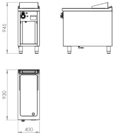 Plaque à snacker professionnelle à gaz sur placard ouvert chromée 8,5 kW - 400x930x945 mm