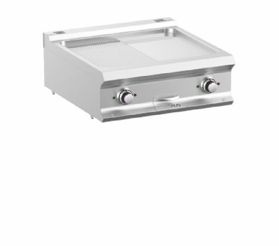 Plaque  snacker lectrique  poser surface mi lisse mi rainure chrome 630x540mm - Profondeur 700mm