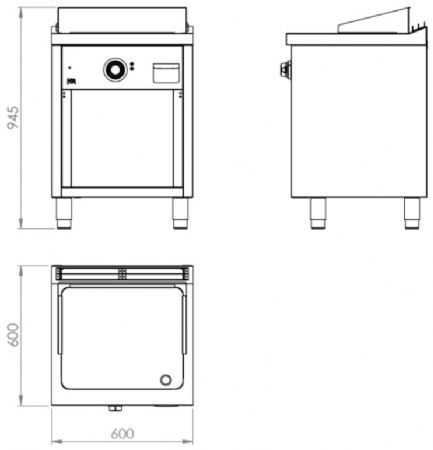 Plaque à snacker professionnelle sur placard ouvert électrique chromée 6,3 kW - 600x600x945 mm