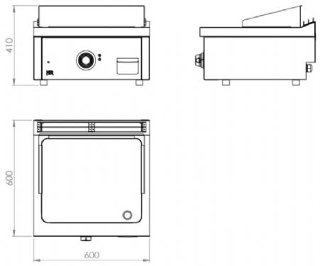 Plaque à snacker de table professionnelle électrique chromée 6,3 kW - 600x600x410 mm
