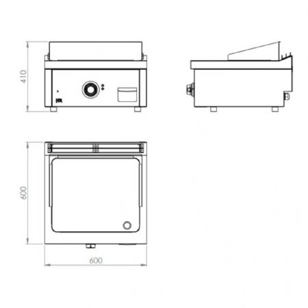 Plaque à snacker pro profondeur 600 à poser Monophasé 12 kW - Hr Fainca - FTE6006SCR
