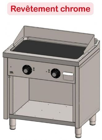 Plaque à snacker professionnelle sur placard ouvert électrique chromée 7,8 kW - 800x600x945 mm