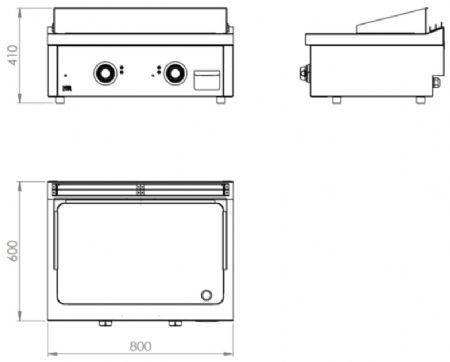 Plaque à snacker de table professionnelle électrique chromée 7,8 kW - 800x600x410 mm