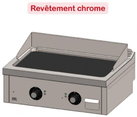 Plaque à snacker de table professionnelle électrique chromée 7,8 kW - 800x600x410 mm