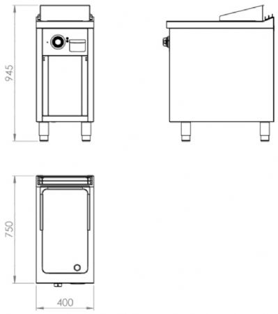 Plaque à snacker professionnelle électrique sur placard ouvert en acier rectifié 4,5 kW - 400x750x945 mm