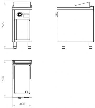 Plaque à snacker professionnelle électrique sur placard ouvert chromée 4,5 kW - 400x750x945 mm