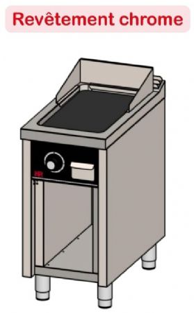 Plaque à snacker professionnelle électrique sur placard ouvert chromée 4,5 kW - 400x750x945 mm