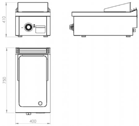 Plaque à snacker de table professionnelle électrique chromée 4,5 kW - 400x750x410 mm