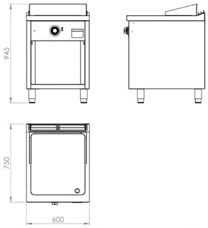 Plaque à snacker professionnelle électrique sur placard ouvert en acier rectifié 6,6 kW - 600x750x945 mm