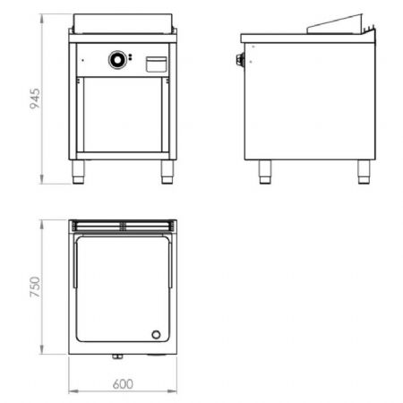 Plaque à snacker professionnelle électrique sur placard ouvert chromée 6,6 kW - 600x750x945 mm