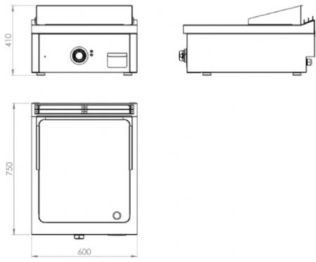 Plaque à snacker de table professionnelle électrique en acier rectifié 6,6 kW - 600x750x410 mm