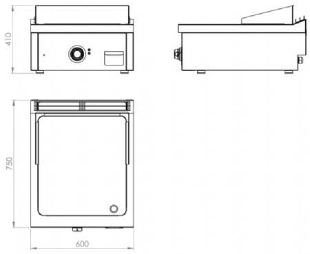 Plaque à snacker de table professionnelle électrique chromée 6,6 - 600x750x410 mm