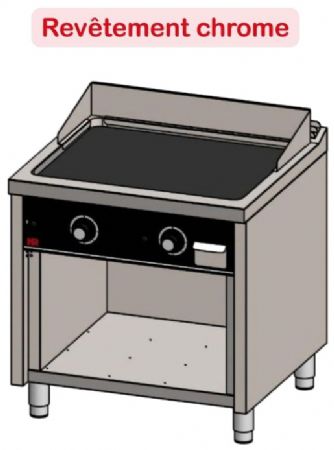 Plaque à snacker professionnelle électrique sur placard ouvert chromée 9 kW - 800x750x945 mm