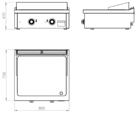 Plaque à snacker de table professionnelle électrique en acier rectifié 9 kW - 800x750x410 mm