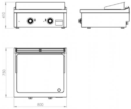 Plaque à snacker de table professionnelle électrique chromée 9 kW - 800x750x410 mm