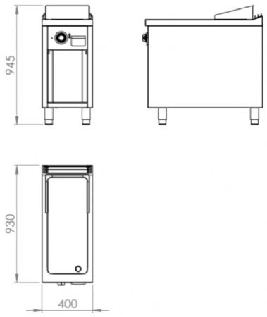 Plaque à snacker professionnelle électrique sur placard ouvert en acier rectifié 7,5 kW - 400x930x945 mm