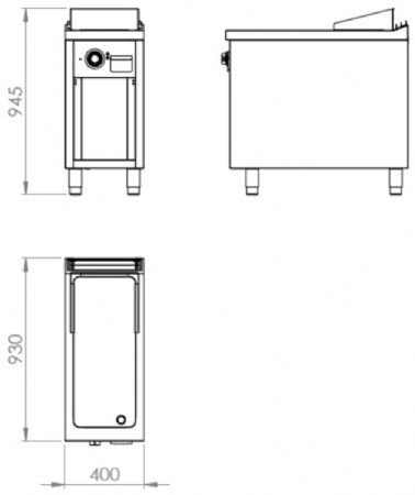 Plaque à snacker professionnelle électrique sur placard ouvert chromée 7,5 kW - 400x930x945 mm