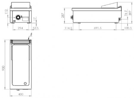 Plaque à snacker de table professionnelle électrique chromée 7,5 kW - 400x930x410 mm